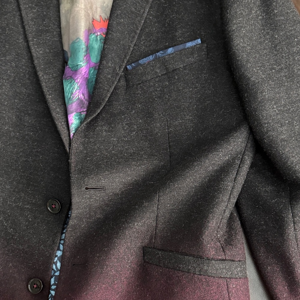 Ted Baker Black and Burgundy Gradient Blazer - Picture 13 of 14